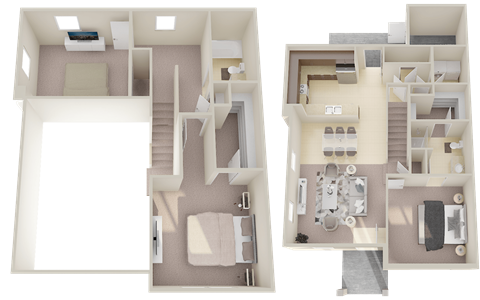 Floor plan for 3 beds, 2.5 baths, 1347 sqft